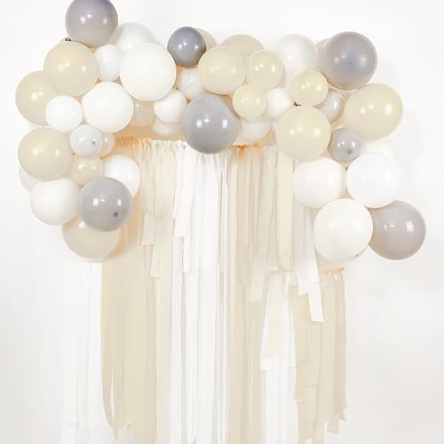 PartyWoo White Crepe Paper Streamers 4 Rolls 328ft Pack