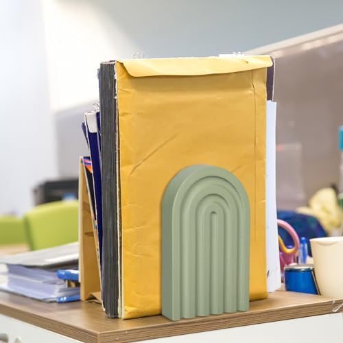 Whaline 4Pcs Rainbow Wooden Bookends for Home Office Library