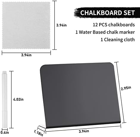 12 Pack Mini Chalkboard Signs 4x3 for Food Party Wedding Bakery