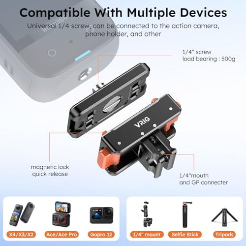 VRIG Magnetic Quick Release Mount for Insta360 Ace Pro2 X5 X4 X3