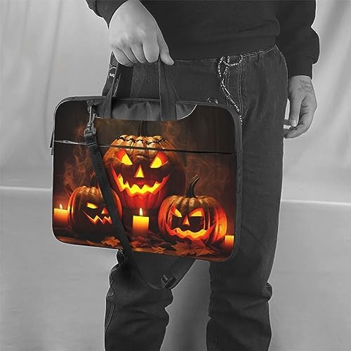 RLDOBOFE Halloween Pumpkin Laptop Bag with Zip Closure