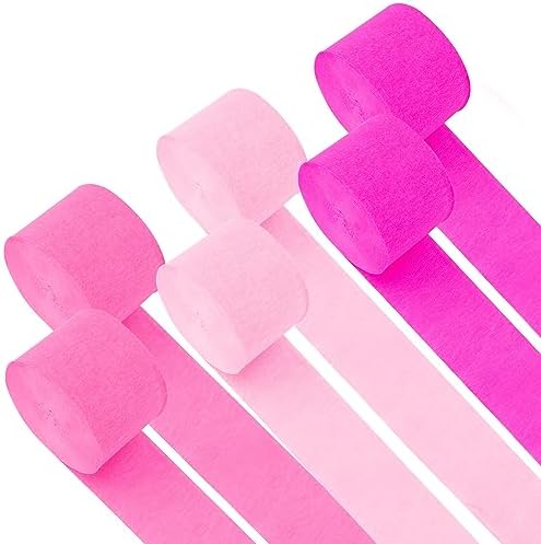 Crepe Paper Streamers - 6 Rolls 492ft Pink Party Decorations