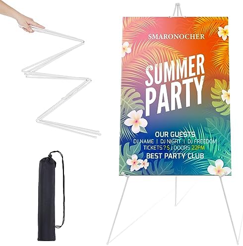 63 Portable Metal Easel Stand - White