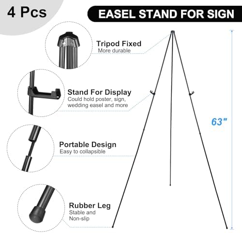PATIKIL Foldable Art Easel Stand 4 Pack Black