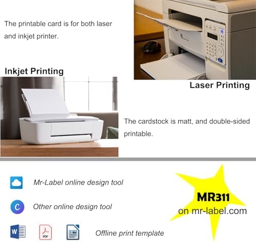Mr-Label 100 Printable Place Cards 2x35 Inch Tent Cards