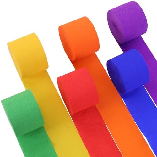 Crepe Paper Streamers 6 Rolls Rainbow Party Decorations