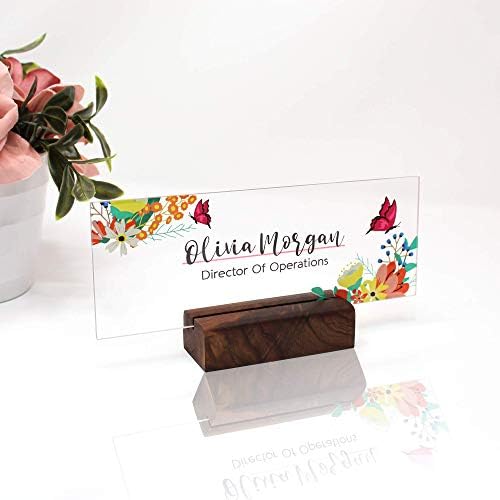 Personalized Desk Name Plate with Wood Holder