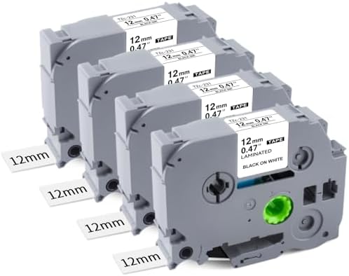 4-Pack Brother TZe-231 Laminated Label Tape Black on White