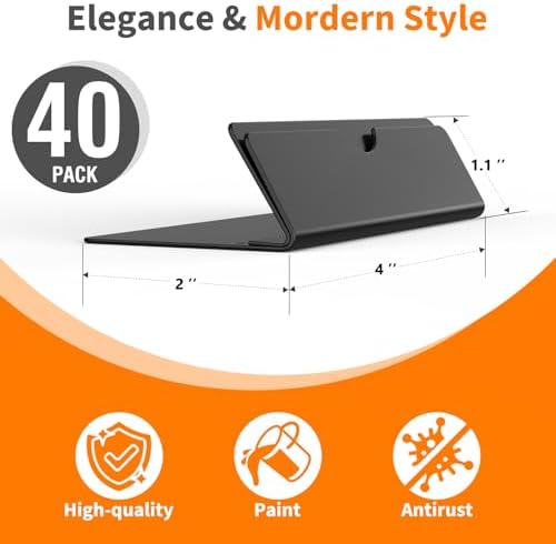 Heavy Duty Black Metal Place Card Holders for 40 PCs