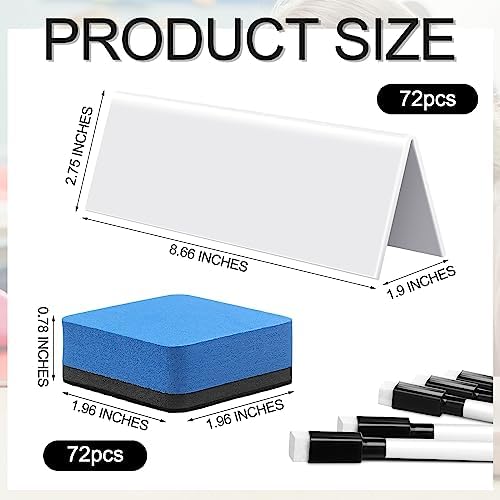 Seajan 72 Pcs Reusable Name Tent Cards Set
