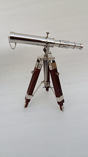 Vintage Brass Nickel Telescope with Tripod Stand