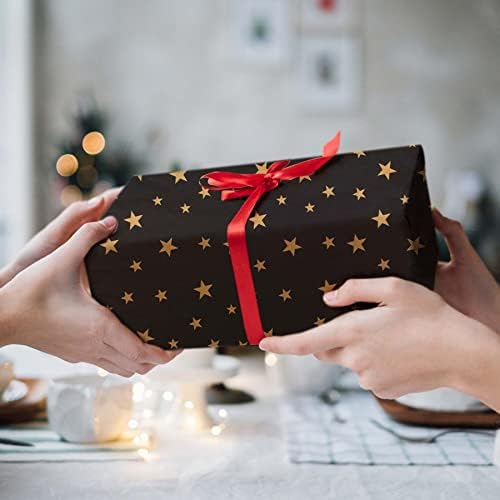 Larcenciel 50 Sheets Black Gold Tissue Paper 5 Styles for Gift Wrapping