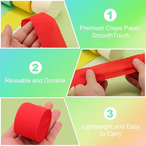PATIKIL Crepe Paper Streamers 3 Rolls Black 18 Inch x 82 Ft
