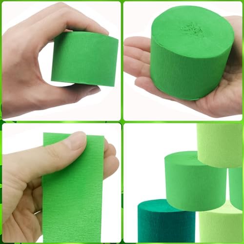 PheiLa Green Crepe Paper Streamers 6 Rolls 492ft