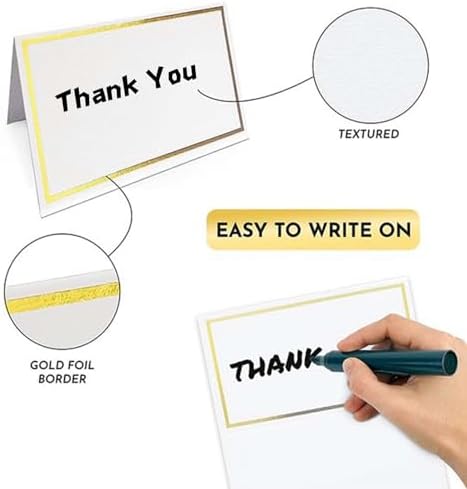 50Pcs Gold Foil Wedding Place Cards with Tent Design
