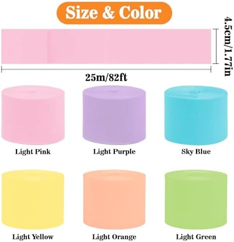 Party Crepe Paper Streamers 6 Rolls 492ft Decorations