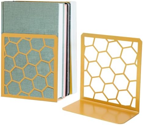 GEOMOD Geometric Honeycomb Gold Metal Bookends - 1 Pair