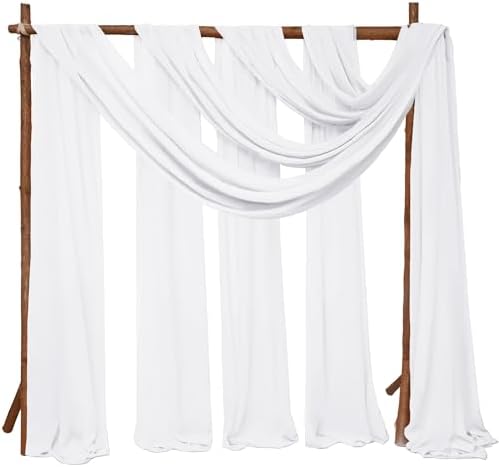 4 Panels Chiffon Wedding Arch Drapes White 20ft x 28in