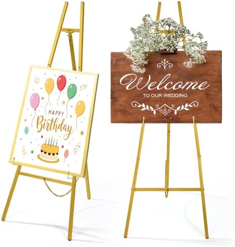 Gold 50 Inch Adjustable Easel Stand for Wedding Sign Display