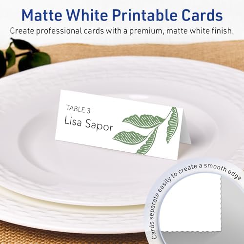 Avery Rectangle Place Cards 1-716 x 375 Matte White 150 Total