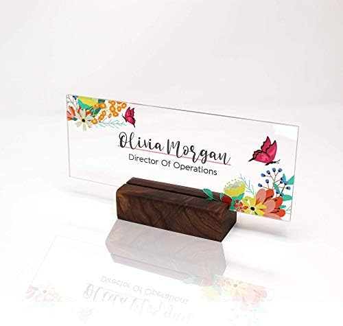 Personalized Desk Name Plate with Wood Holder