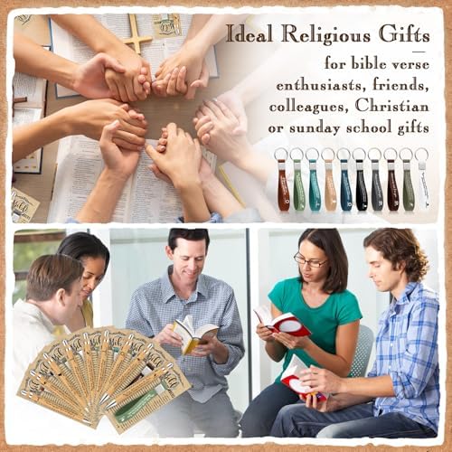 50 Set Christian Gift Bundle Bamboo Pens Scripture Keychains Bible Bookmarks