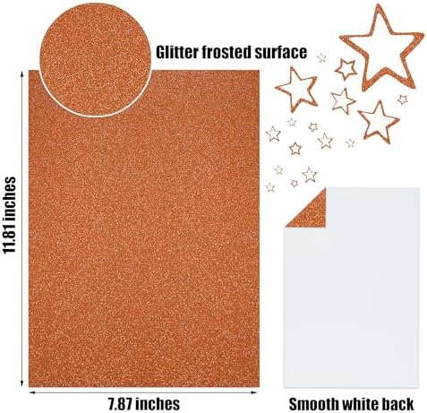 FEILIBAY 20 Sheets Orange Glitter Cardstock Paper A4 Size