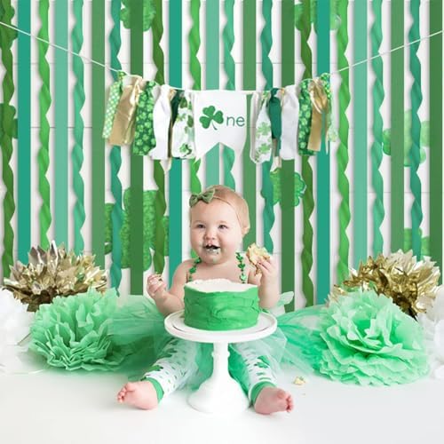 6 Rolls Green Crepe Paper Streamers for Party Decorations