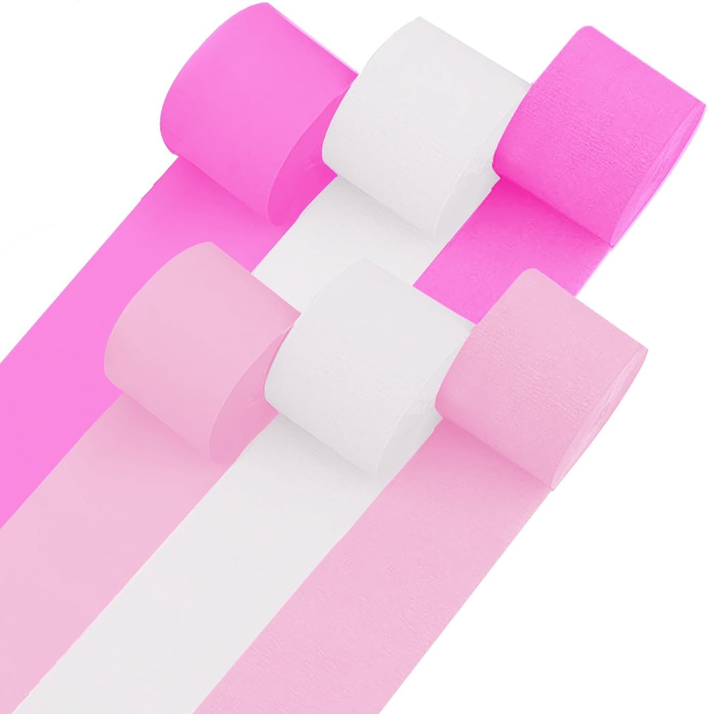 6 Crepe Paper Streamer Rolls Pink White Party Decorations