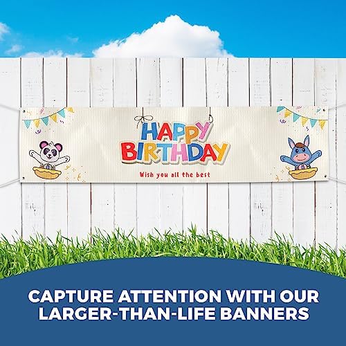 Happy Birthday Banner Sign 4x1 Ft Custom Outdoor Indoor Display