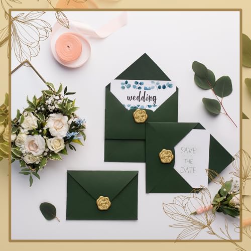 100pcs 3D Magnolia Wax Seal Stickers Antique Gold