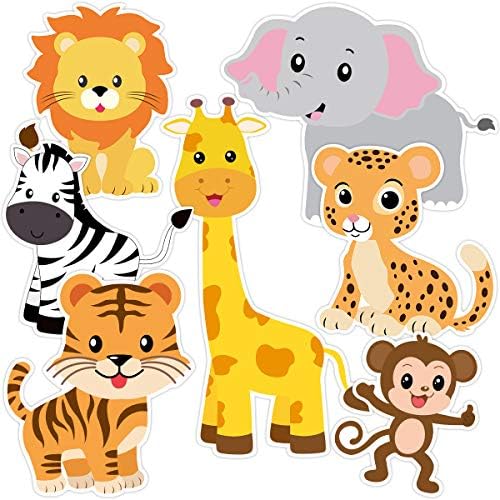 Zoo Animal Cutouts for Baby Shower Birthday Bulletin Board 21 Count