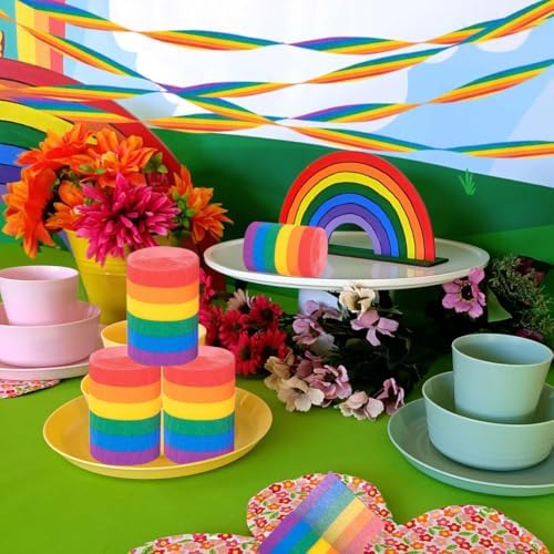 Willaudy Rainbow Crepe Paper Streamers 6 Rolls 197ft