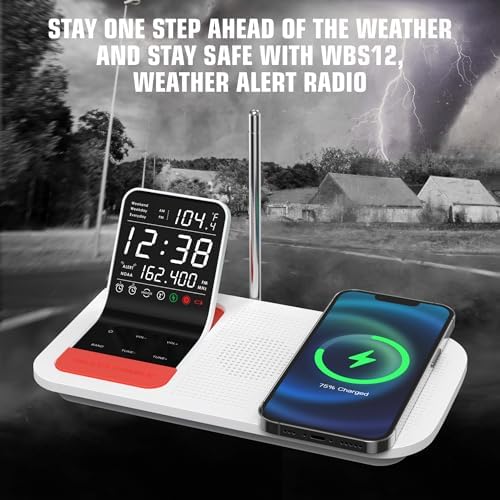 Emerson Weather Radio with Dual Alarm and Wireless Charging