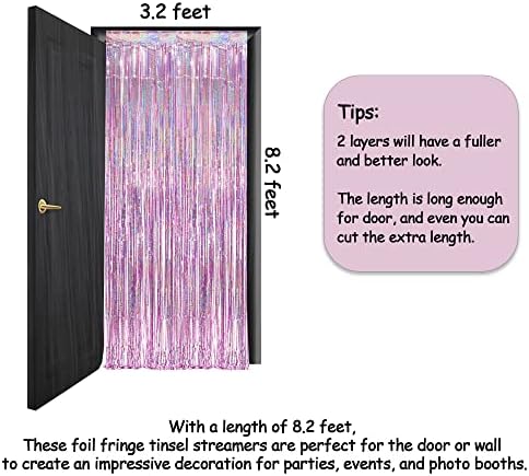 Pink Tinsel Curtain Party Backdrop - 2 Packs