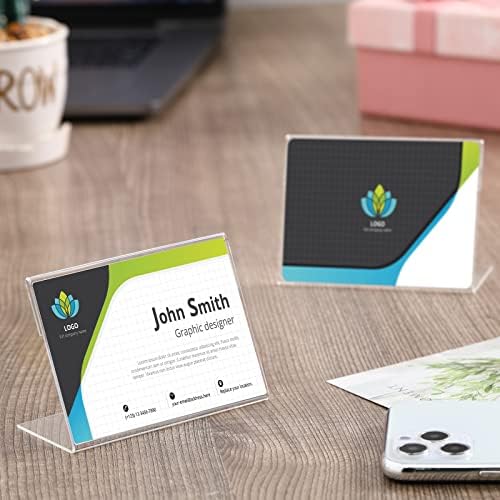Teling 35 x 25 Inch Acrylic Business Card Holder L Shaped Stand