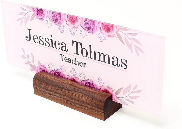 Classy Executive Pink Desk Name Plate with Custom Text