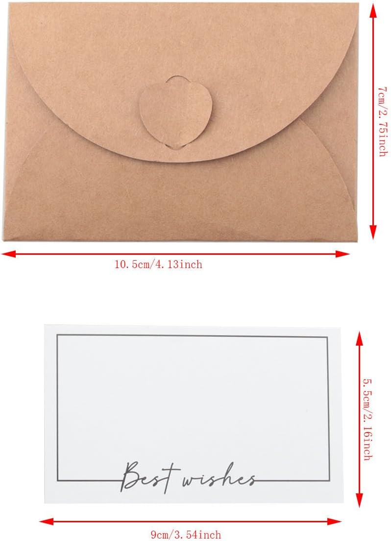 15PCS Kraft Mini Envelope Gift Card Holder with Heart Clasp