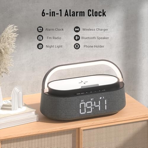 FREEFISH 6-in-1 Bluetooth Speaker with Wireless Charger and Night Light