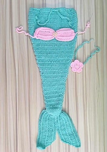 Pinbo Newborn Baby Photography Prop Crochet Mermaid Costume Set