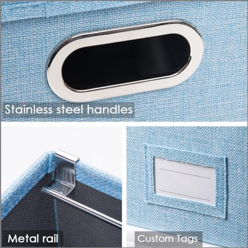 PRANDOM File Organizer Box - Collapsible Letter Legal Blue Storage with Lids