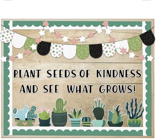 120 Pcs Potted Plant Bulletin Board Set for Classroom and Home