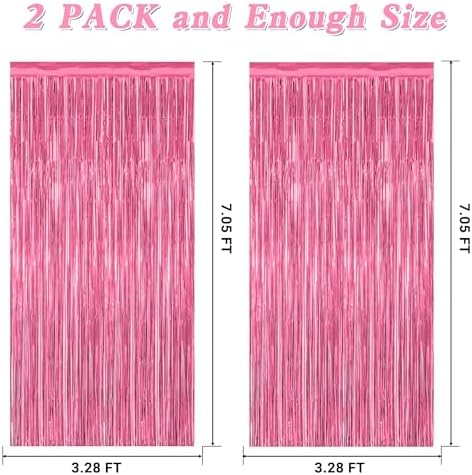 2 Pack Pink Tinsel Backdrop Curtains