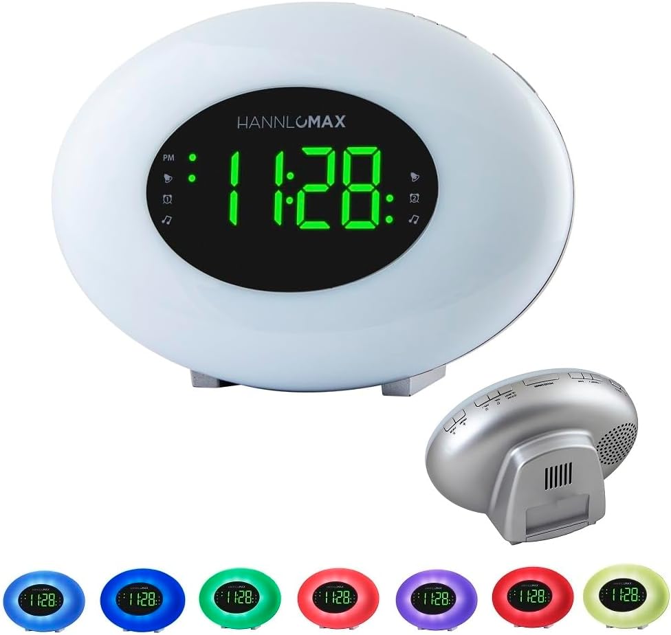 HANNLOMAX HX-162CR Clock Radio with RGB Light and Dual Alarm
