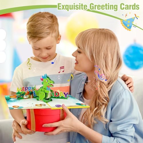 FaCraft Dinosaur Musical Birthday Card with Light and Music