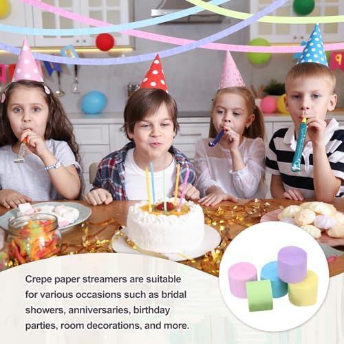 MECCANIXITY Crepe Paper Streamers 6 Rolls 492ft Party Decorations