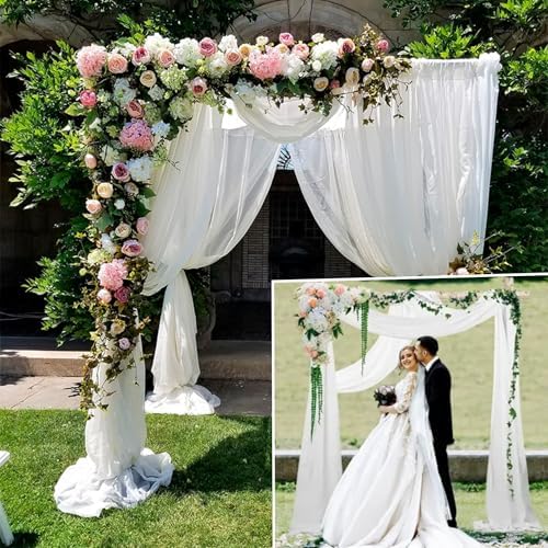 4 Panels Chiffon Wedding Arch Drapes White 20ft x 28in