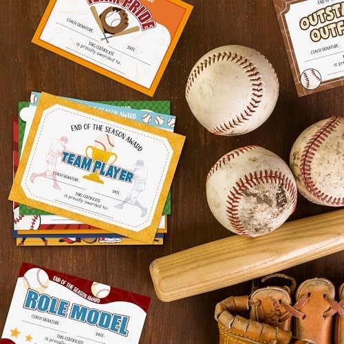 Baseball Achievement Certificates 60Pcs Set