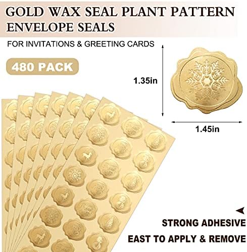 480 Pcs Gold Foil Christmas Envelope Stickers