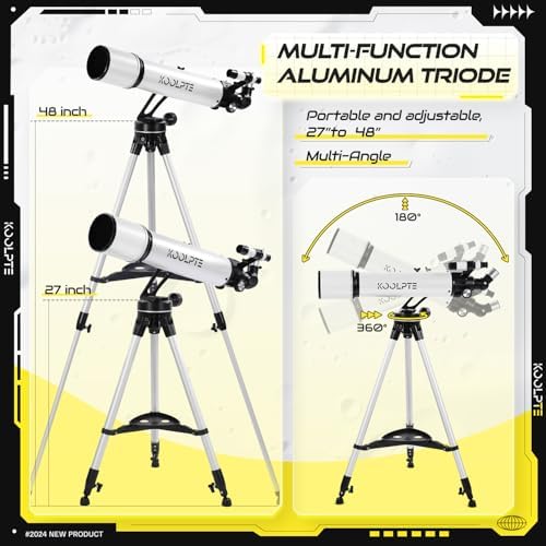Koolpte 90mm Aperture Telescope with AZ Mounting Base and Phone Adapter